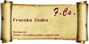 Frecska Csaba névjegykártya